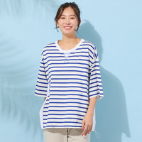 【手洗いOK・綿100％】ボーダーリラックスカットソー