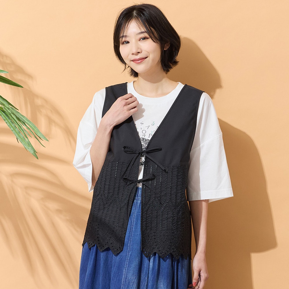 【手洗いOK・セットアップ対応】カットワーク刺繍ジレ
