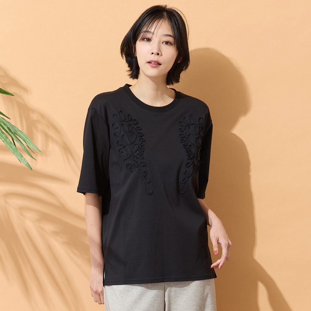 【綿100%・手洗いOK】テープ刺繍カットソー1