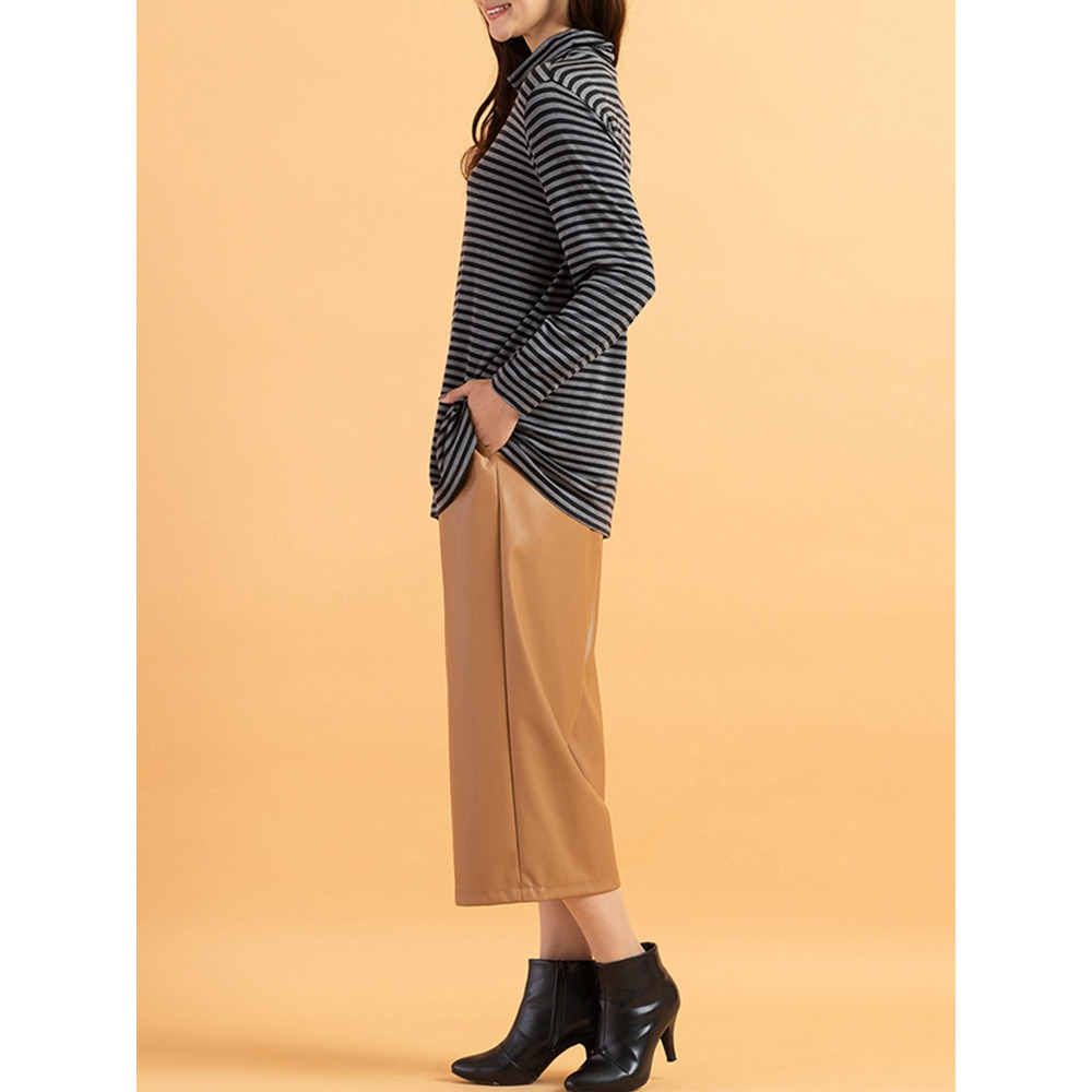 デュアルウォーム・タートルネックインナー【ボーダー】 大きいサイズ ピサーノ9