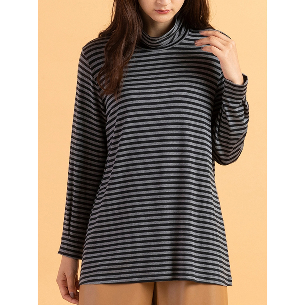 デュアルウォーム・タートルネックインナー【ボーダー】 大きいサイズ ピサーノ1