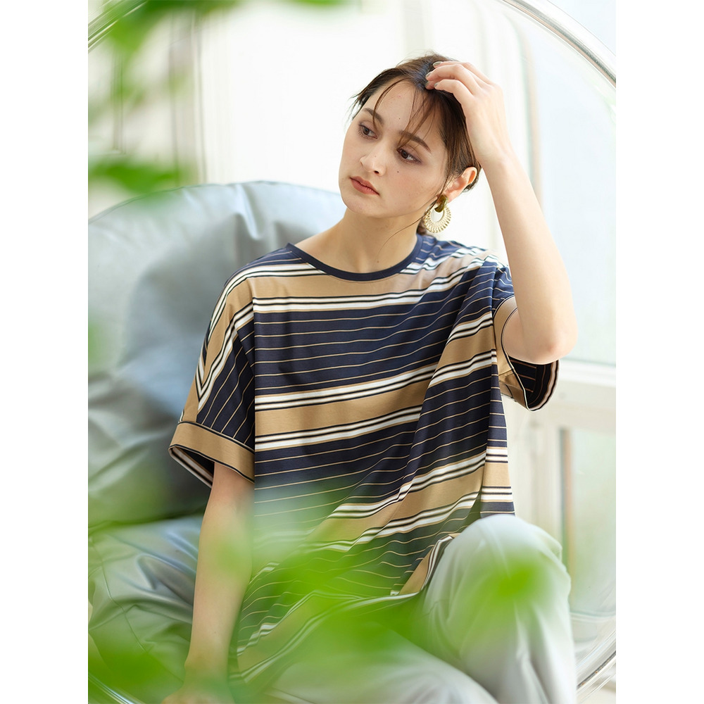 ハイゲージコットンボーダー・ボックスTシャツ/ 大きいサイズ ピサーノ2