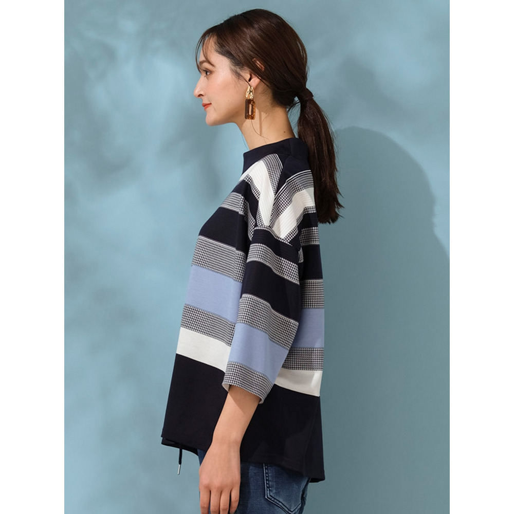 千鳥ボーダーハイネックTシャツ/ 大きいサイズ ピサーノ2