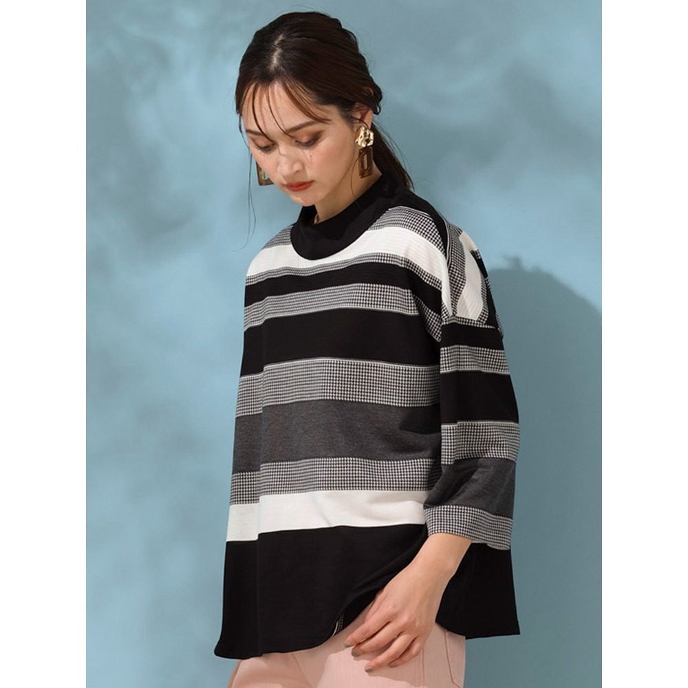 千鳥ボーダーハイネックTシャツ/ 大きいサイズ ピサーノ8