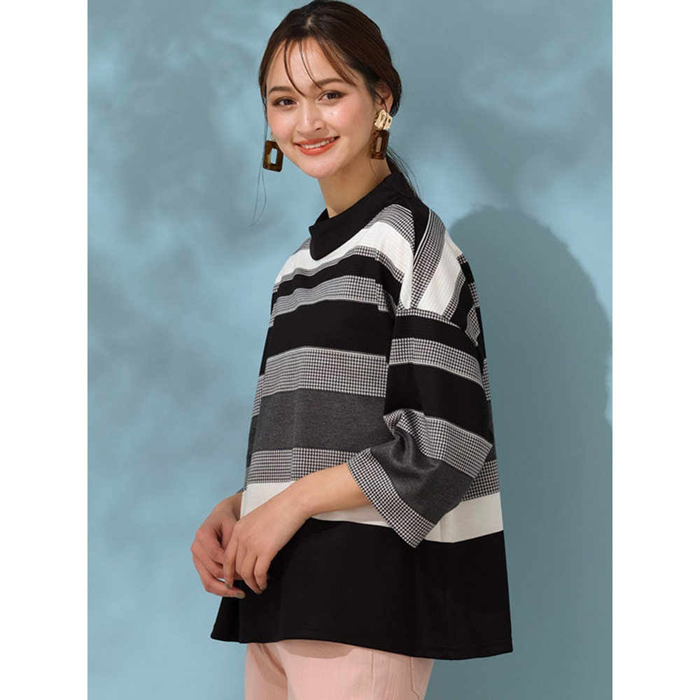 千鳥ボーダーハイネックTシャツ/ 大きいサイズ ピサーノ9