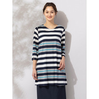 マルチボーダー・チュニック丈カットソー