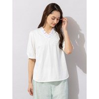 フリル襟・後ろギャザー・ラウンド裾カットソー