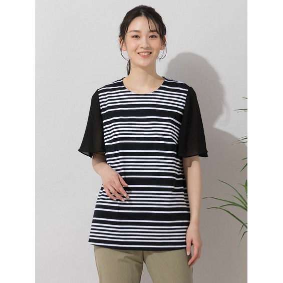 パネルボーダー×ジョーゼット・バックフリル【アリノマ/Alinoma】 パネルボーダー×ジョーゼット・バックフリル【アリノマ/Alinoma】