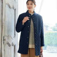 ダイヤ柄 中綿キルティング コート