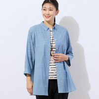 デニムガーゼ ピンタックシャツ