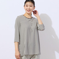 Soalon スムースボーダーカットソー