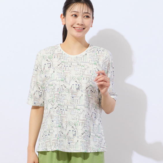 バイシクル柄コットンTシャツ【アリノマ/Alinoma】 バイシクル柄コットンTシャツ【アリノマ/Alinoma】