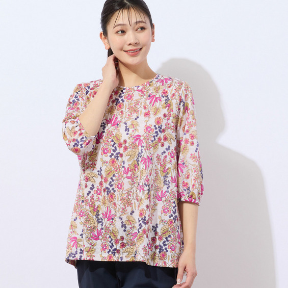 【洗える・日本製】サマーボタニカルカットソー【アリノマ/Alinoma】 【洗える・日本製】サマーボタニカルカットソー【アリノマ/Alinoma】
