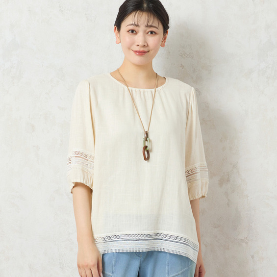 【一部店舗限定】レーヨン麻 パフスリーブブラウス【アリノマ/Alinoma】 【一部店舗限定】レーヨン麻 パフスリーブブラウス【アリノマ/Alinoma】