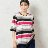 【洗える・日本製・綿100%】カラーボーダーTシャツ