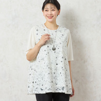 【洗える・日本製】モノトーンフラワーチュニック