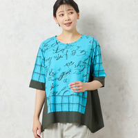 【一部店舗限定・洗える・日本製・綿100%】ロゴチェック柄コットンTシャツ