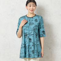 【洗える・日本製・綿100%】マップ柄コットンチュニック