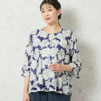 【洗える・日本製】花柄チュールブラウス