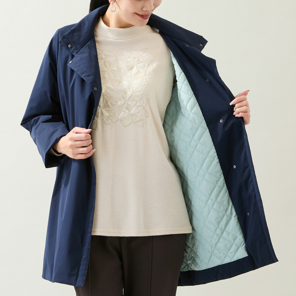 【軽量・中綿キルトつき・3L/4Lサイズあり】スタンドカラーコート12