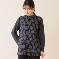 【洗える・アンサンブル可・3L/4Lサイズあり】ソフトニット花柄カットソー