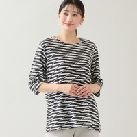 【洗える・日本製・3L/4Lサイズあり】タックボーダーカットソー