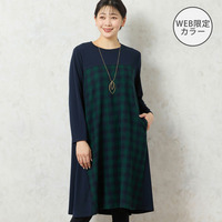 【WEB限定カラーあり・3L/4Lサイズあり】チェック柄Aラインワンピース