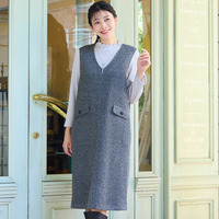 【3L/4Lサイズあり】ツイードニット ジャンパードレス