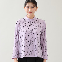 【日本製・3L/4Lサイズあり】花柄フロッキーカットソー