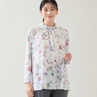 【洗える・日本製・3L/4Lサイズあり】ボタニカル柄カットソー