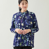 【洗える・日本製・3L/4Lサイズあり】ボタニカル柄カットソー