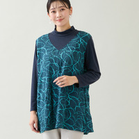 【洗える・日本製・3L/4Lサイズあり】リボン柄ジャカードカットソー