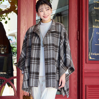 【WEB限定カラーあり】スライバーチェック　ケープジャケット