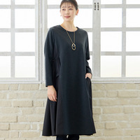 【洗える・3L/4Lサイズあり】タフタドッキングワンピース