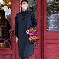 【3L/4Lサイズあり】綿混ジャージー レイヤード風ワンピース