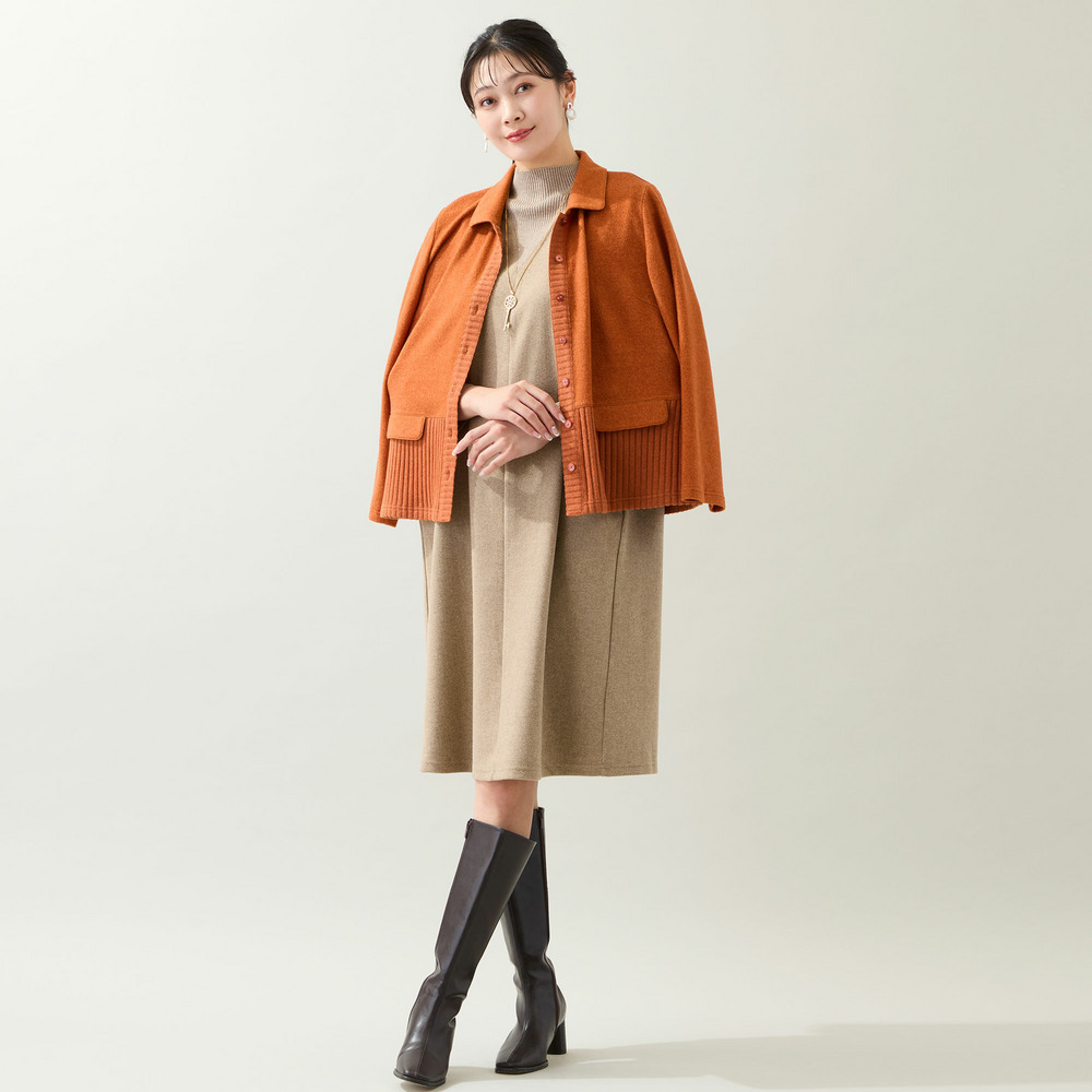 【3L/4Lサイズあり】綿混ジャージー レイヤード風ワンピース12