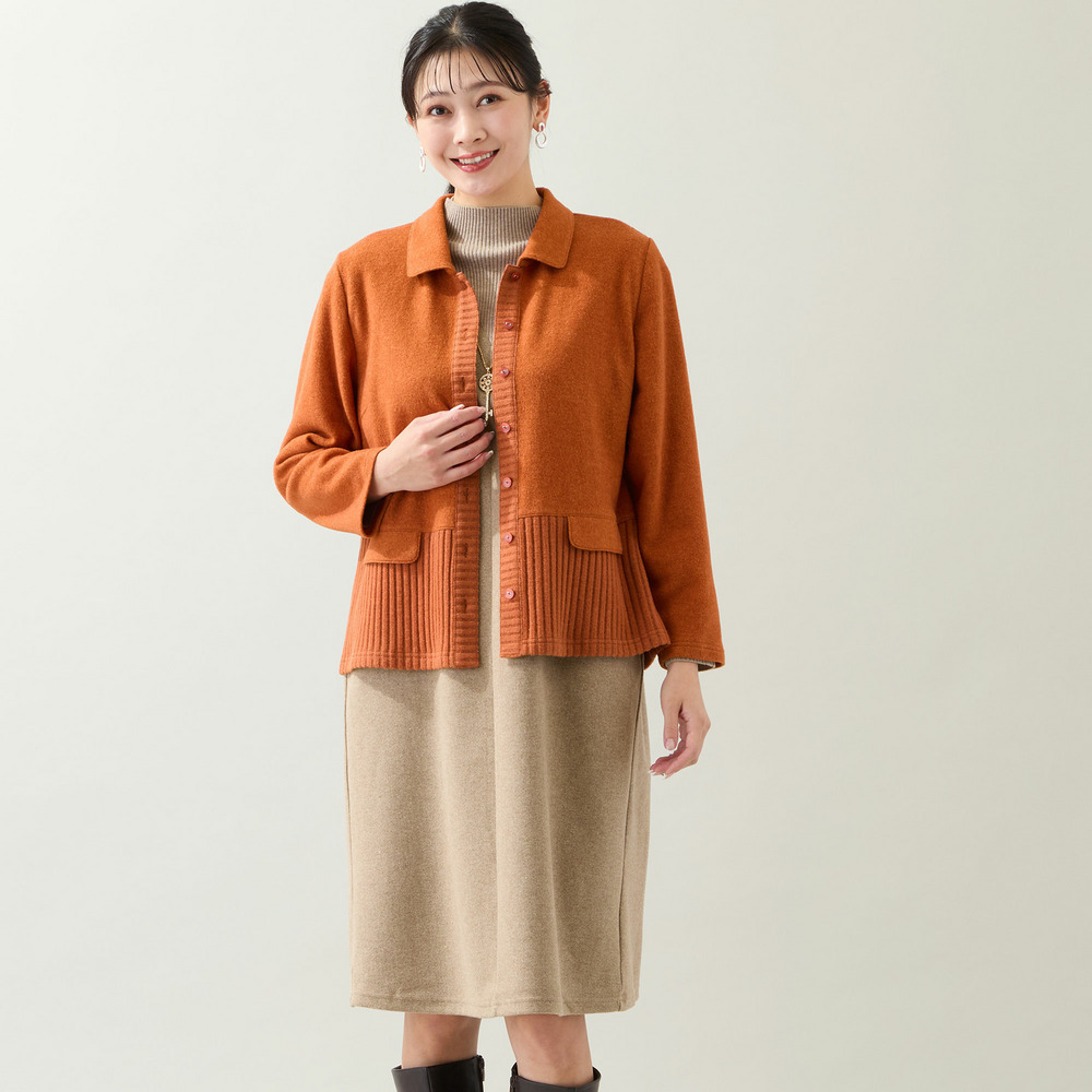 【3L/4Lサイズあり】綿混ジャージー レイヤード風ワンピース14