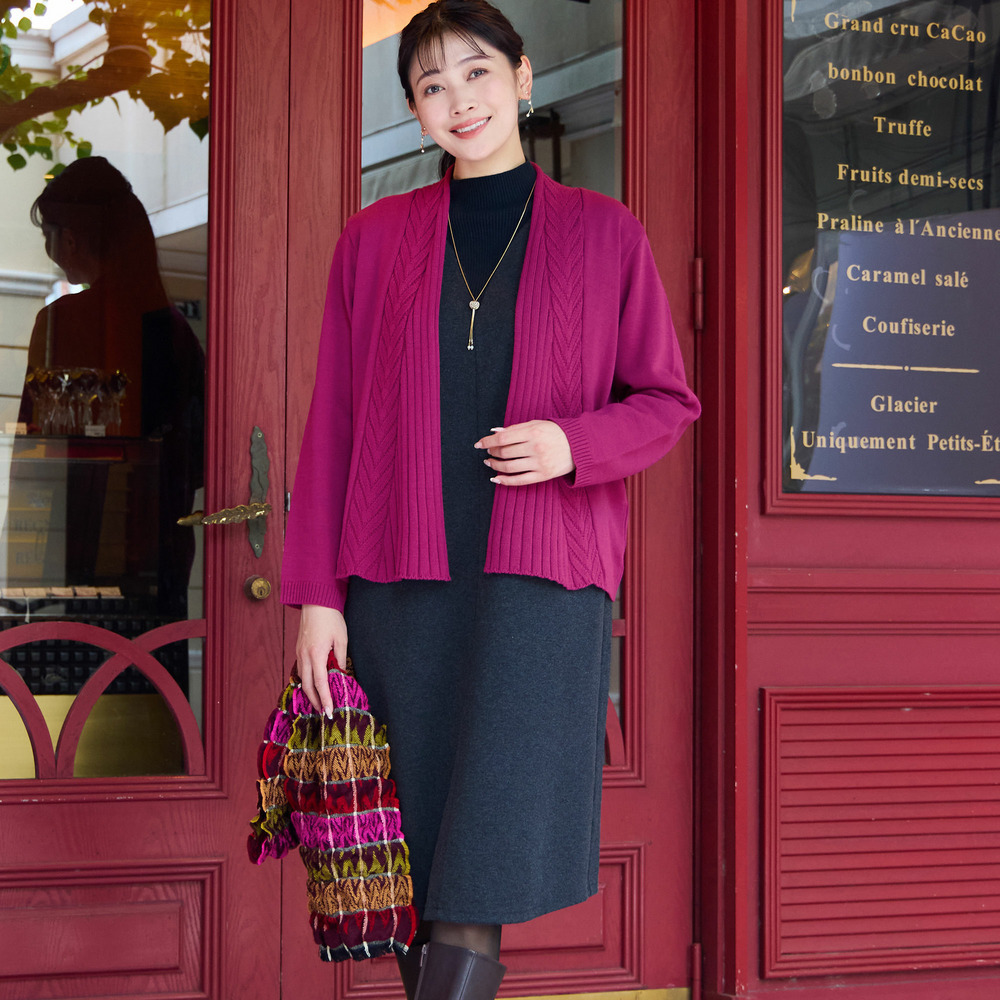 【3L/4Lサイズあり】綿混ジャージー レイヤード風ワンピース4