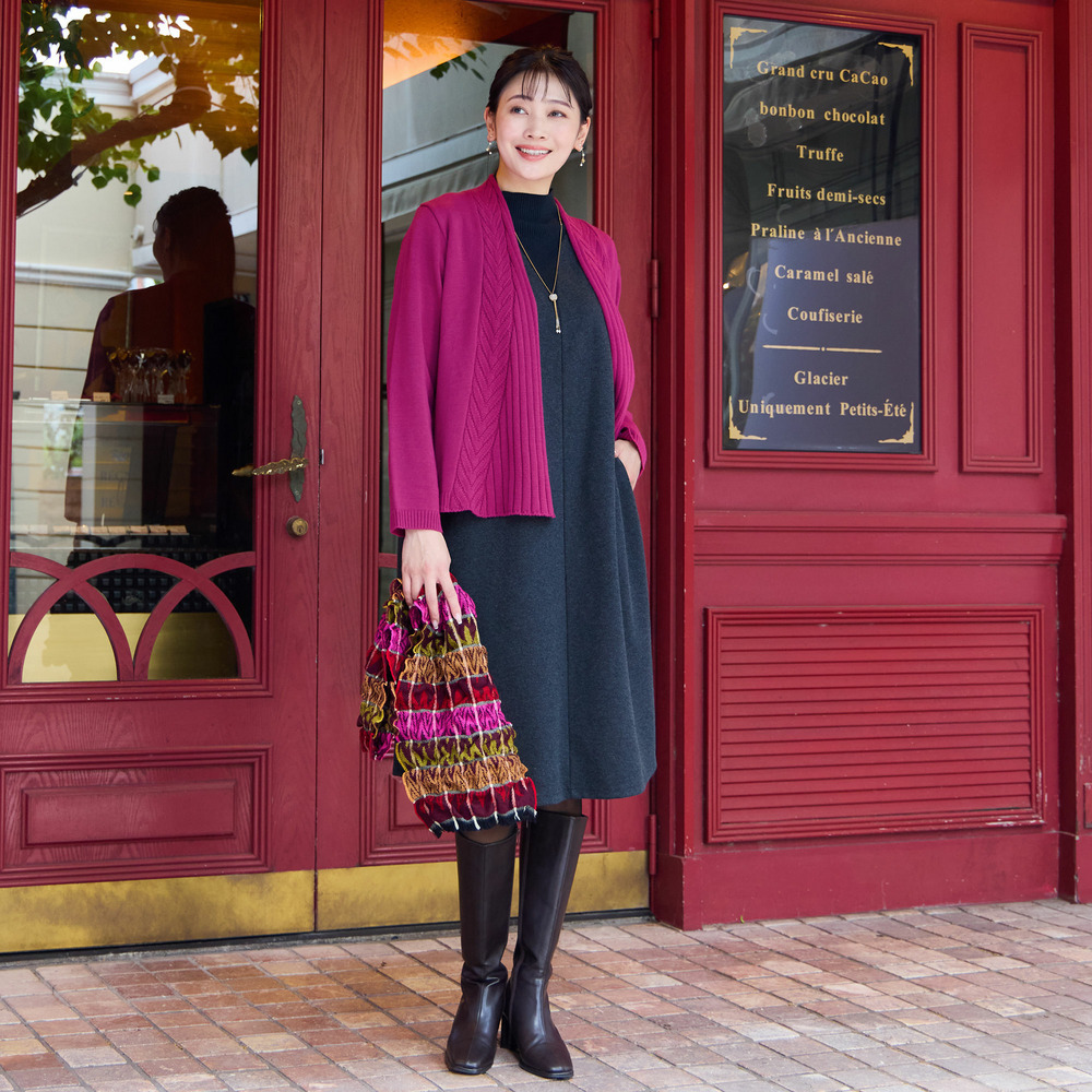 【3L/4Lサイズあり】綿混ジャージー レイヤード風ワンピース5