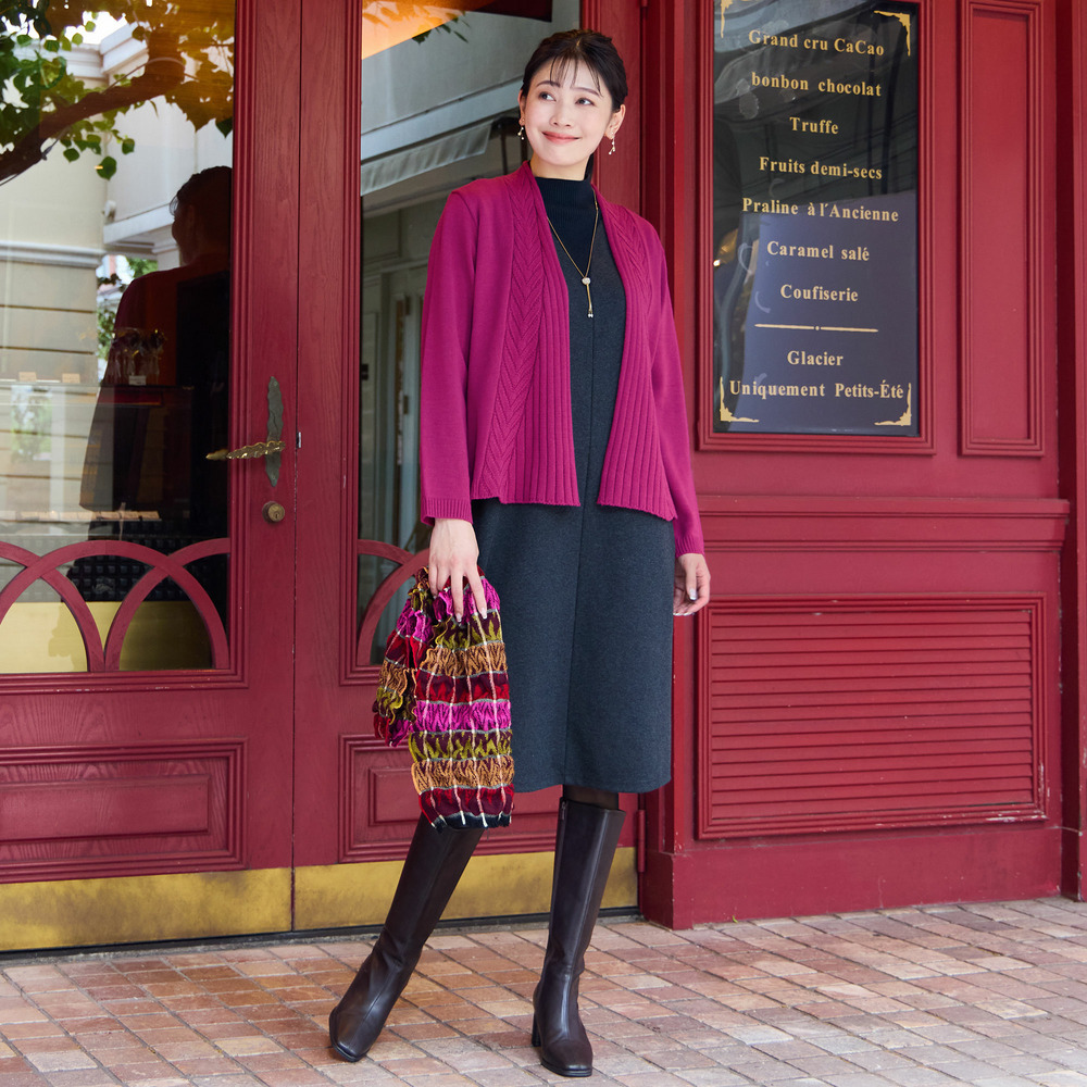 【3L/4Lサイズあり】綿混ジャージー レイヤード風ワンピース6