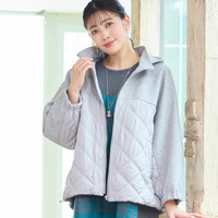 【フード取り外し可】ジャージー×キルトのドルマンジャケット