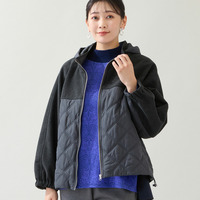 【フード取り外し可】ジャージー×キルトのドルマンジャケット