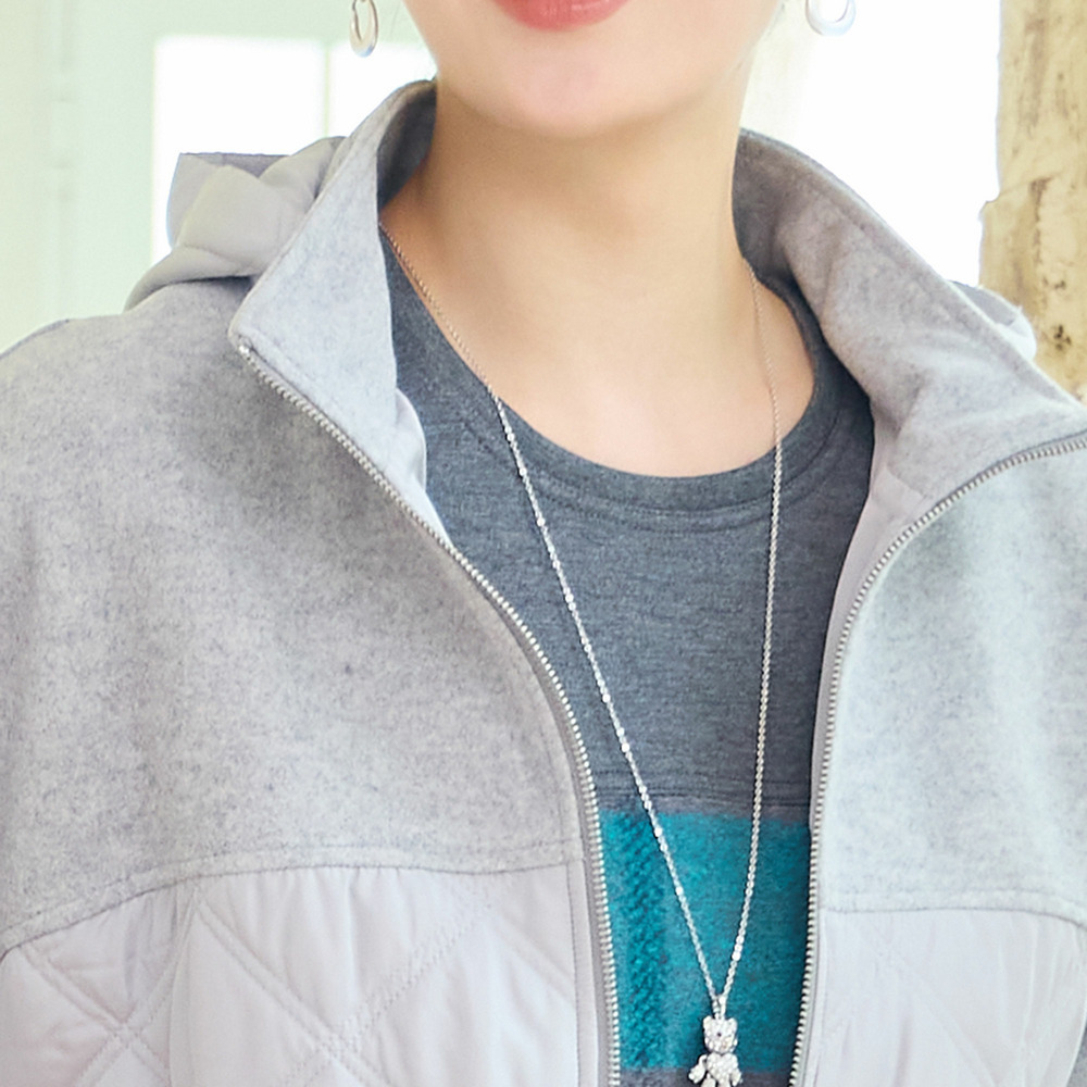 【フード取り外し可】ジャージー×キルトのドルマンジャケット1