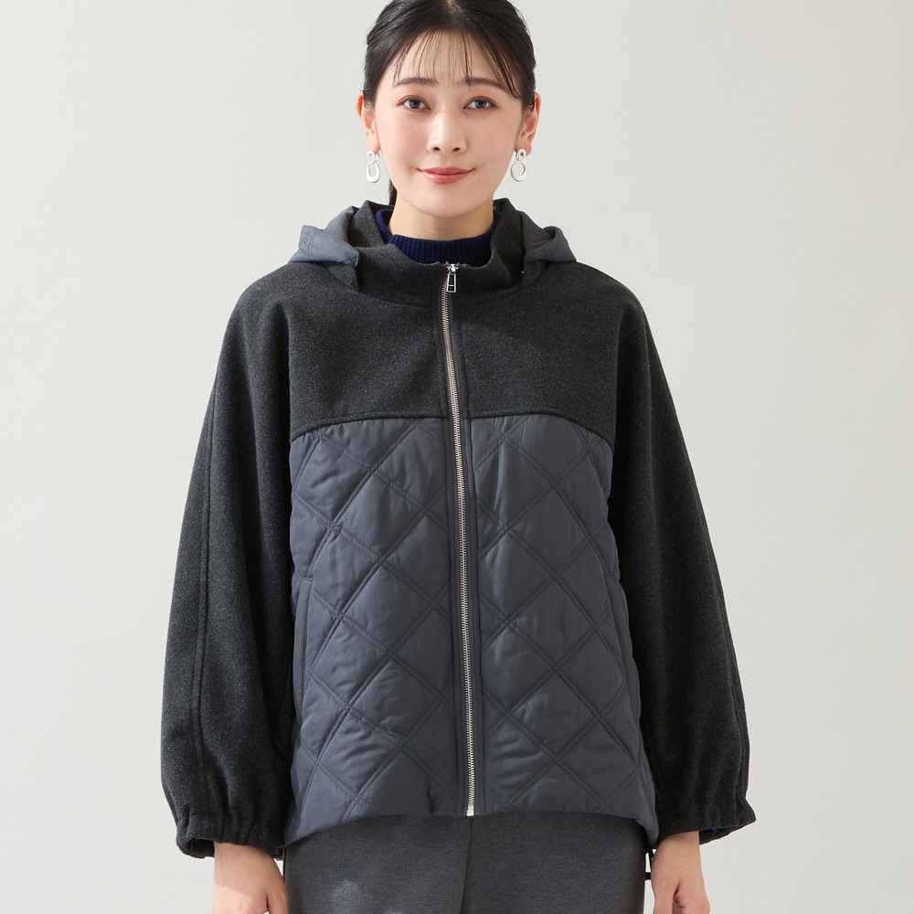 【フード取り外し可】ジャージー×キルトのドルマンジャケット10