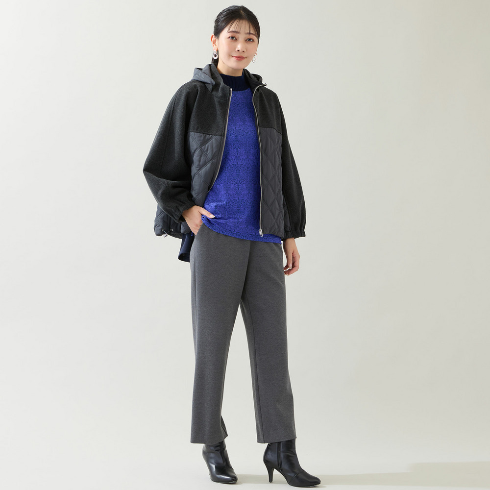 【フード取り外し可】ジャージー×キルトのドルマンジャケット13