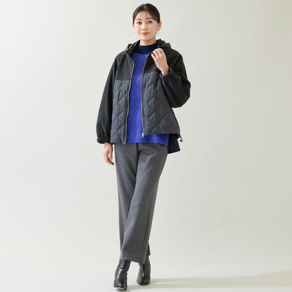 【フード取り外し可】ジャージー×キルトのドルマンジャケット14