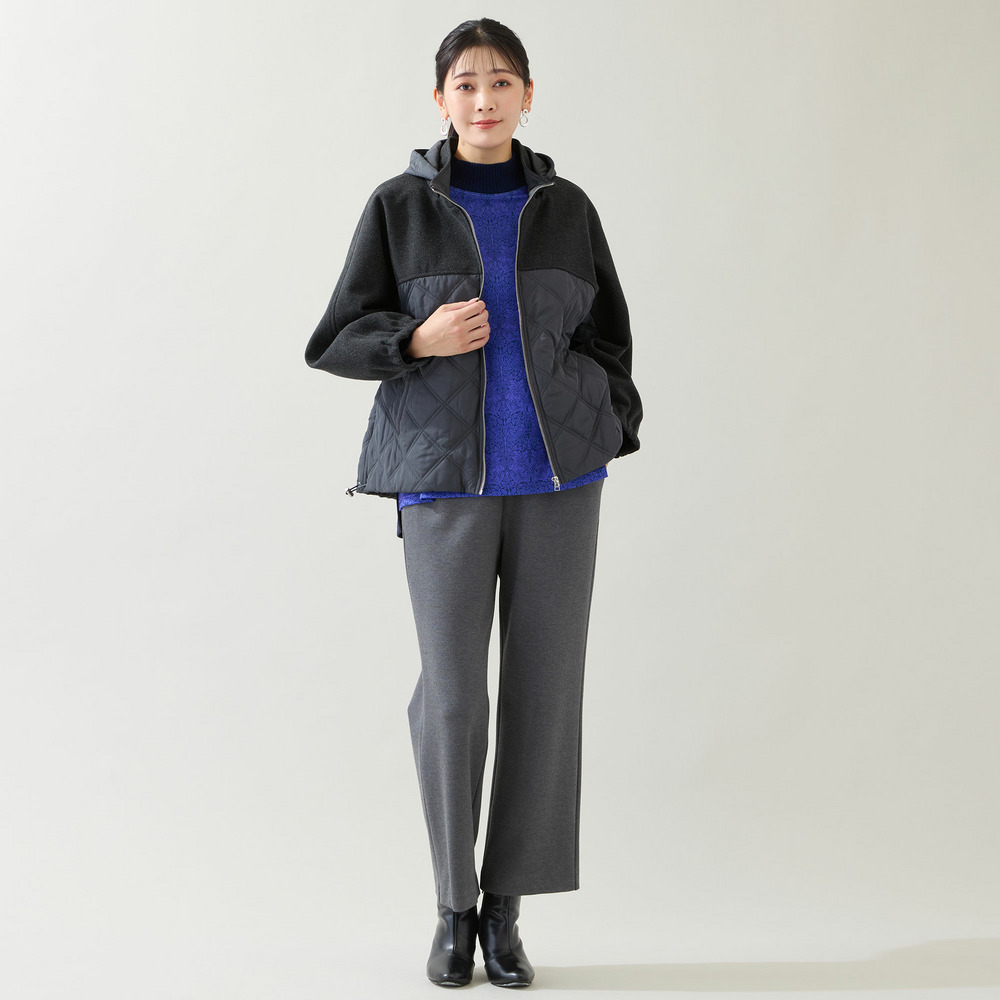 【フード取り外し可】ジャージー×キルトのドルマンジャケット15