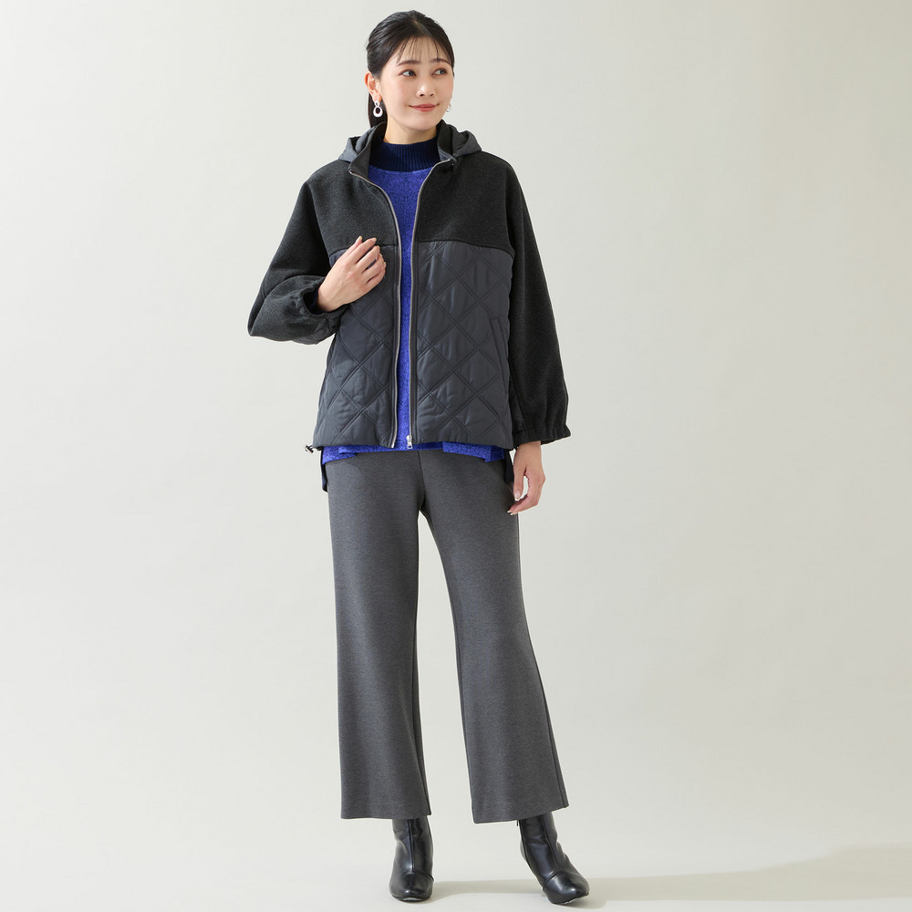 【フード取り外し可】ジャージー×キルトのドルマンジャケット16