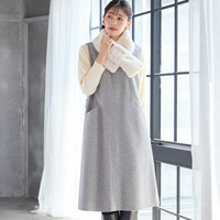 【2WAY・3L/4Lサイズあり】Aラインジャンパースカート（グレー）