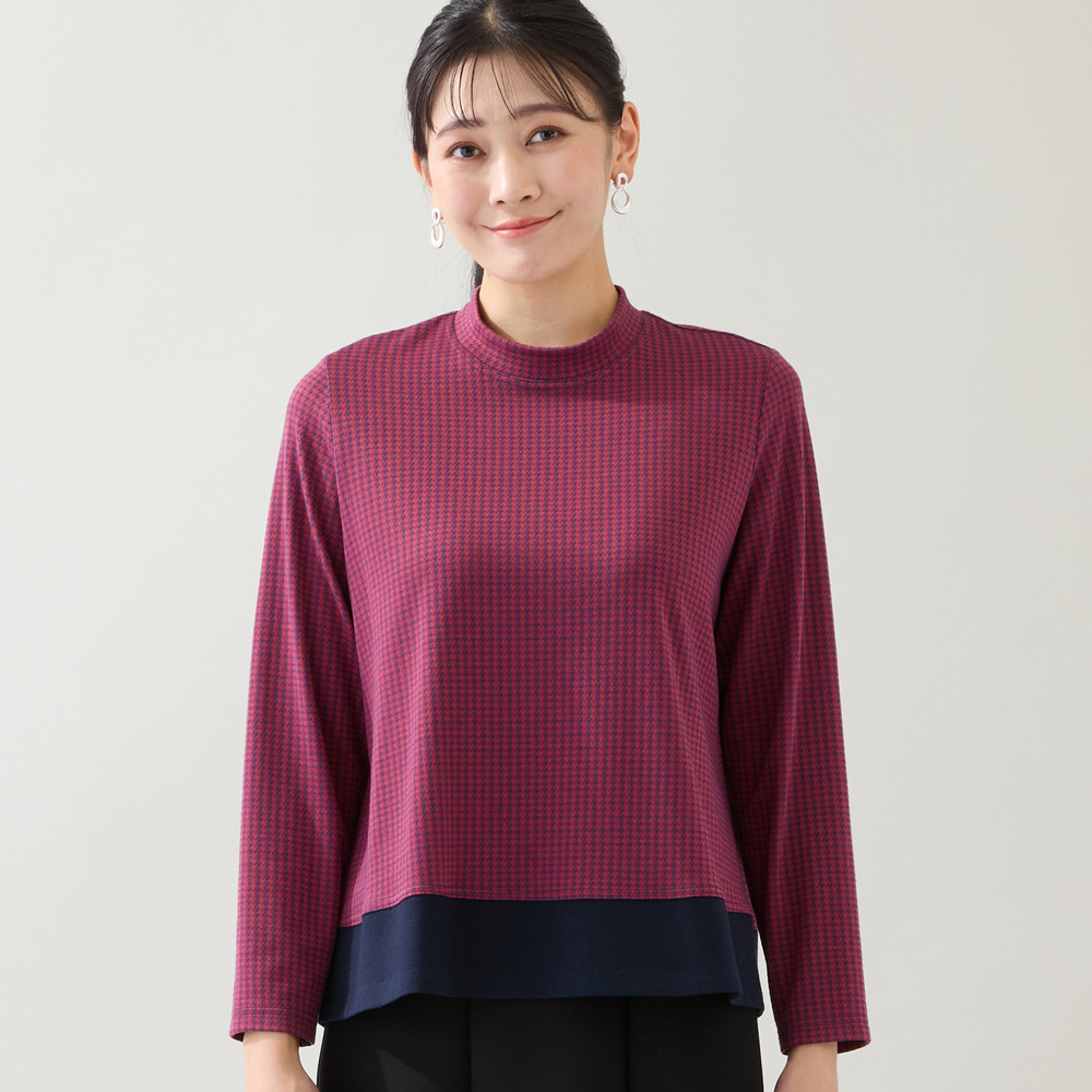 【洗える・3L/4Lサイズあり】千鳥柄カットソー10